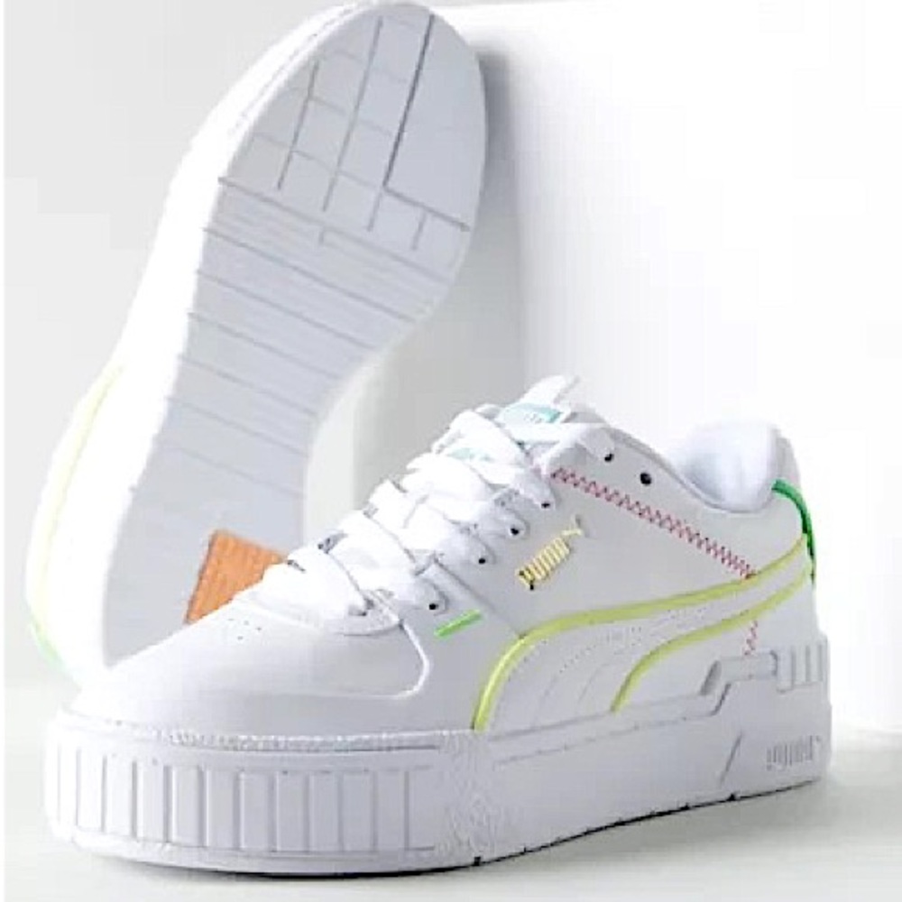 Puma Cali Sport white with neon piping - US 10.5 Women’s - New without tags